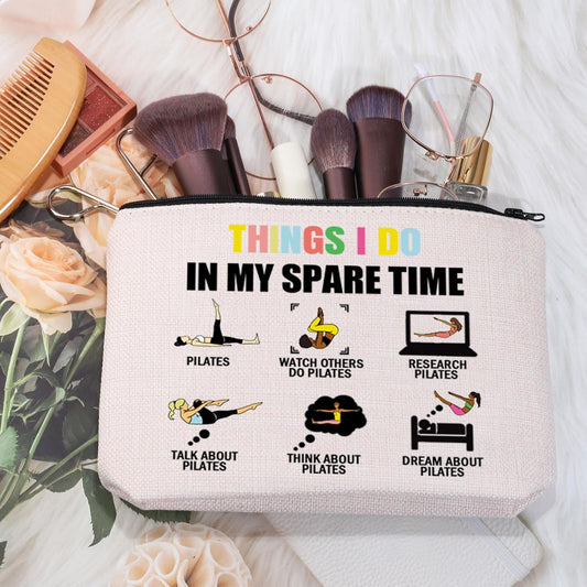 Pilates Yoga Lover Cosmetic Bag Pilates Teacher Gift Toiletry Bag Accessories Organizer Pilates Instructor Gift Thing I Do in My Spare Time Pilates (Thing Pilates Bag)