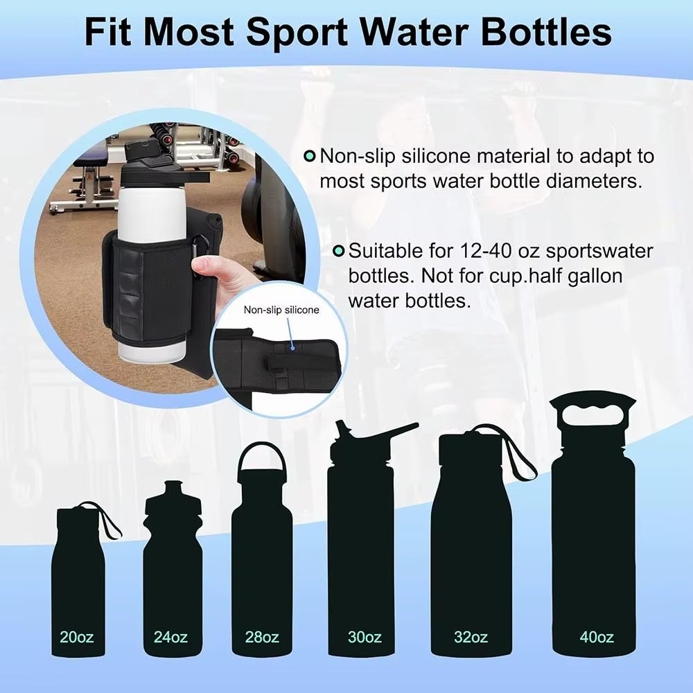 Magnetic Gym Water Bottle + Phone Holder.  Built-In Magnet for Easy Attachment to Metal Surfaces