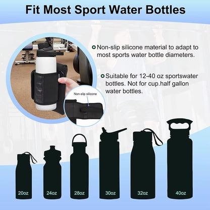 Magnetic Gym Water Bottle + Phone Holder.  Built-In Magnet for Easy Attachment to Metal Surfaces