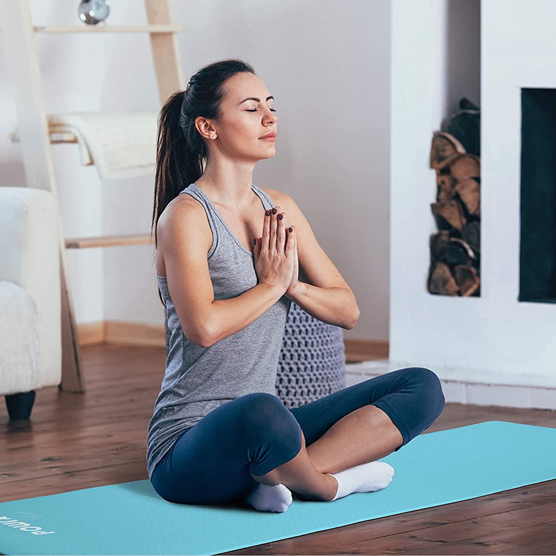 Blue Pilates/Yoga Mat (Non-Slip Large Yoga Matt with Bag)