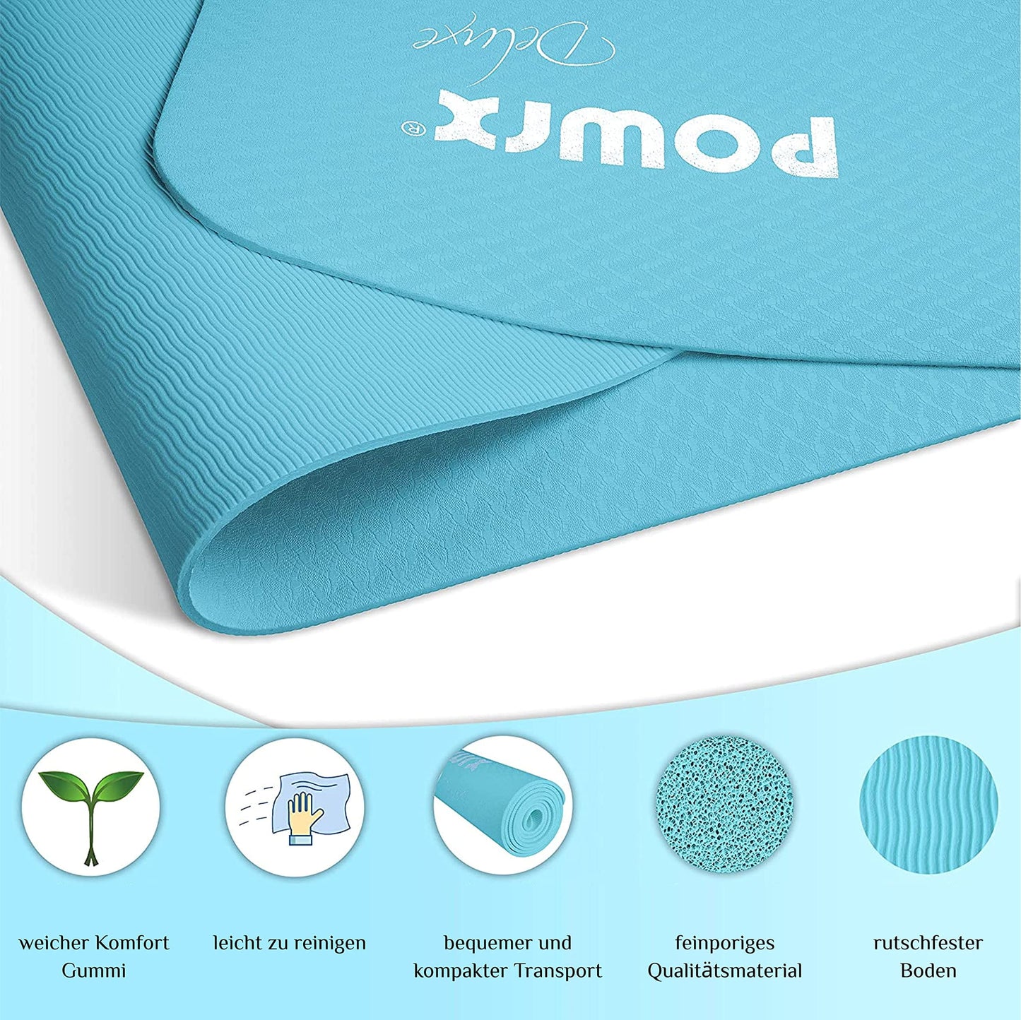 Blue Pilates/Yoga Mat (Non-Slip Large Yoga Matt with Bag)