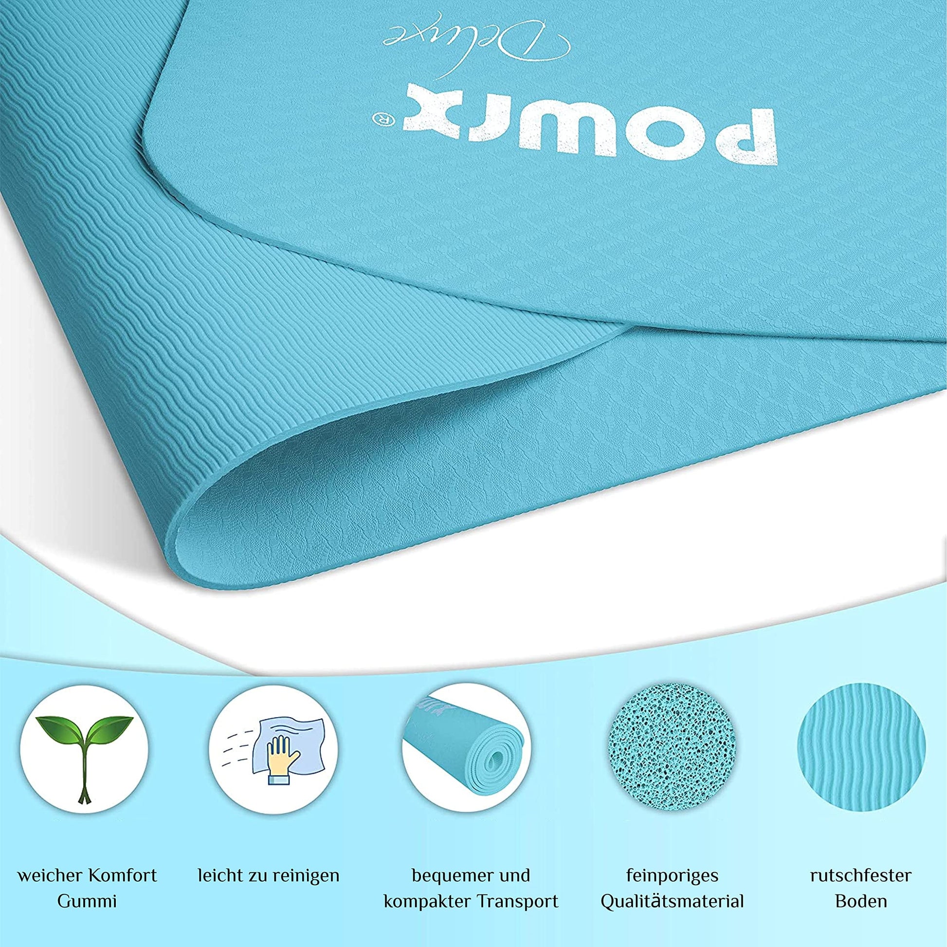 Blue Pilates/Yoga Mat (Non-Slip Large Yoga Matt with Bag)