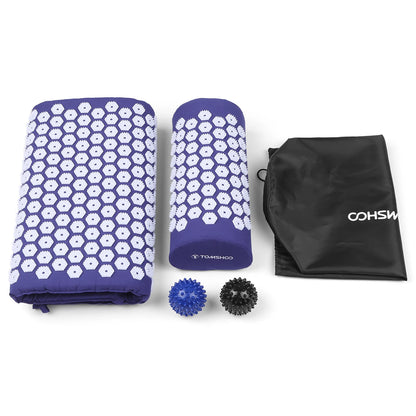 Acupressure Mat and Pillow Massage Set with Bag for Muscle Relaxation, Stress Relief, Massage