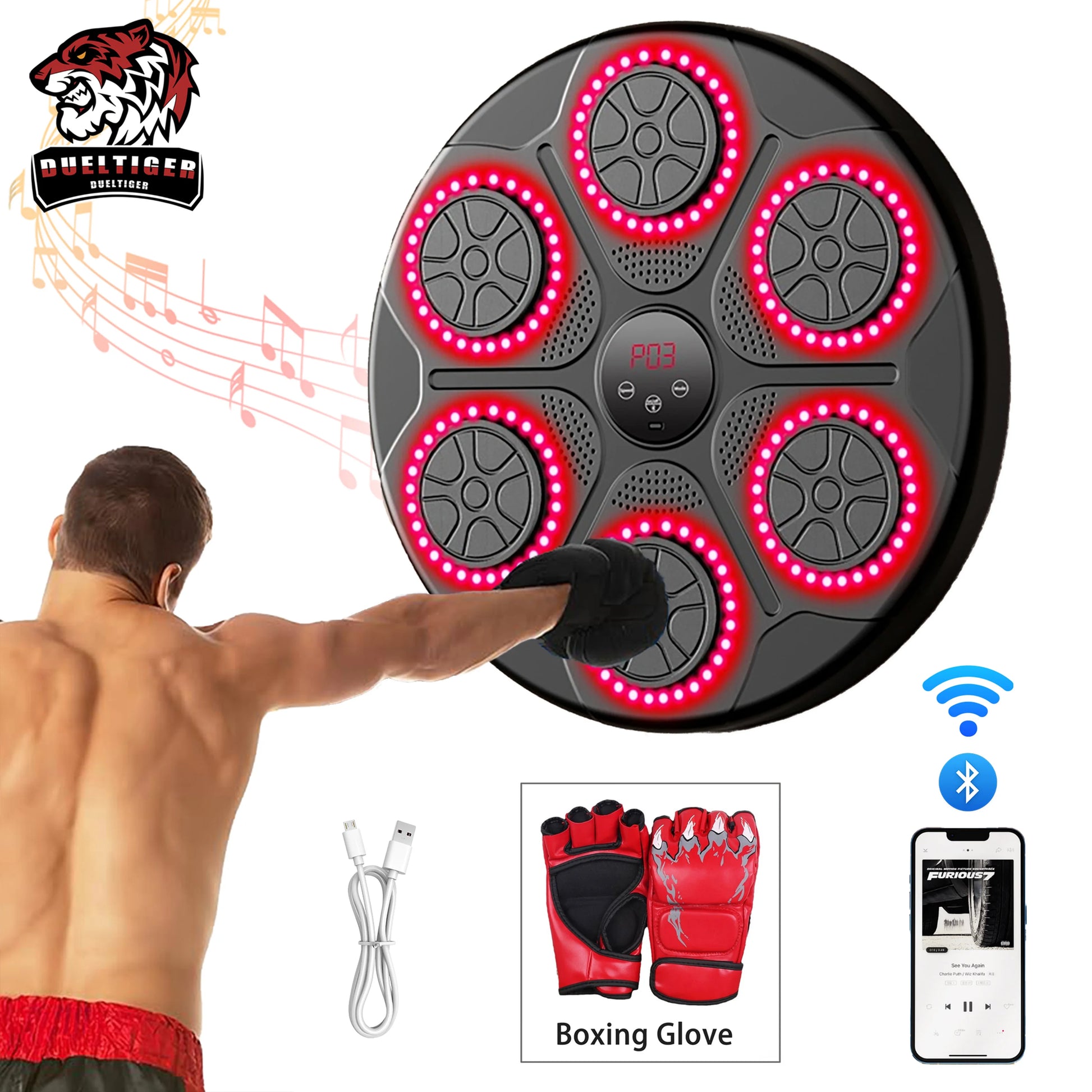 Wall Mounted Musical Boxing Machine w/ Bluetooth