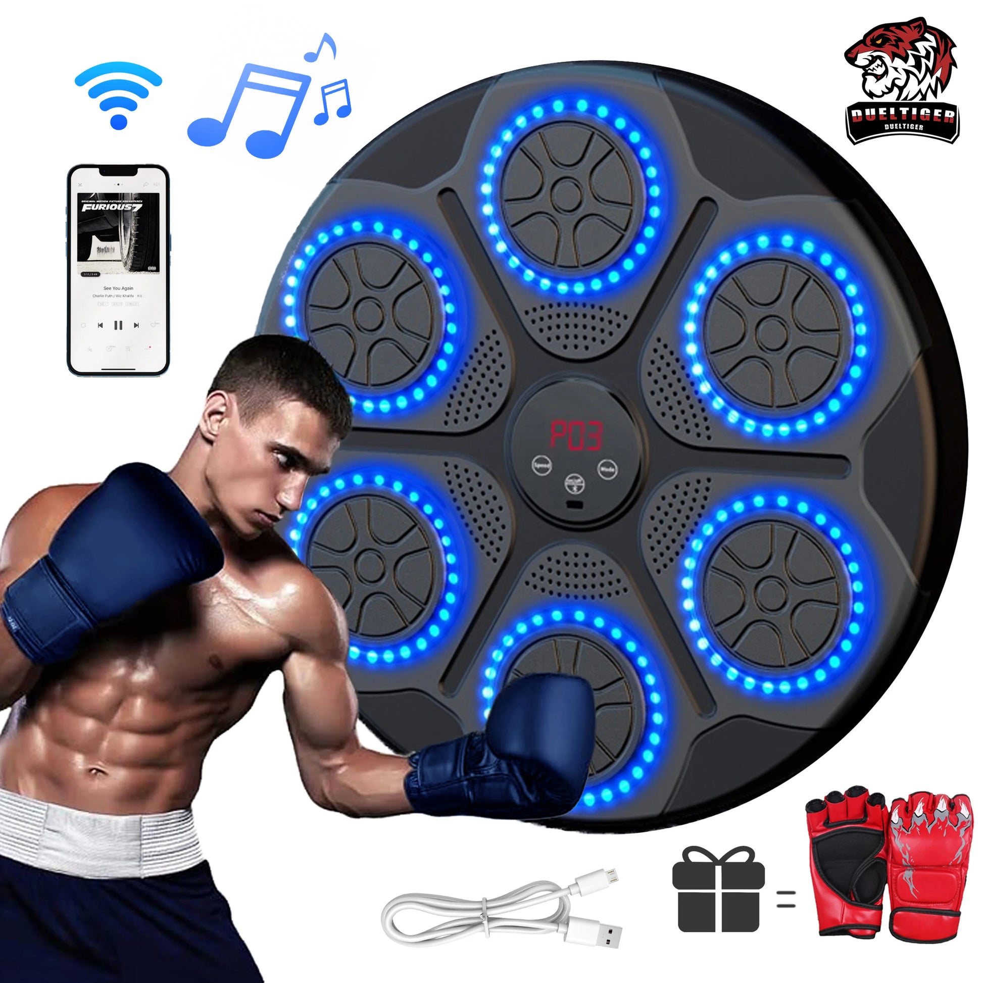 Wall Mounted Musical Boxing Machine w/ Bluetooth