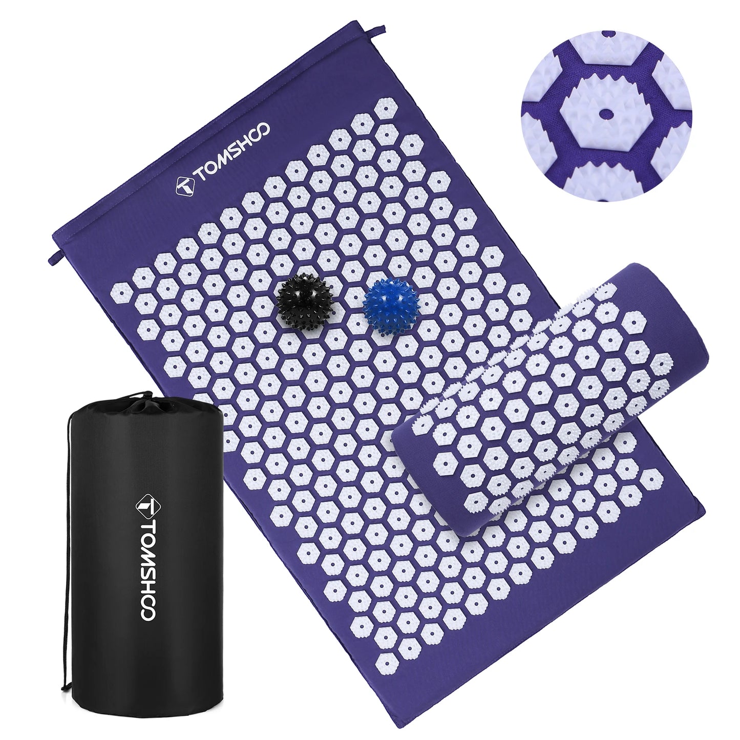 Acupressure Mat and Pillow Massage Set with Bag for Muscle Relaxation, Stress Relief, Massage