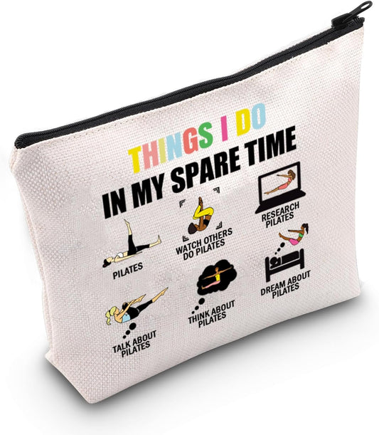 Pilates Yoga Lover Cosmetic Bag Pilates Teacher Gift Toiletry Bag Accessories Organizer Pilates Instructor Gift Thing I Do in My Spare Time Pilates (Thing Pilates Bag)
